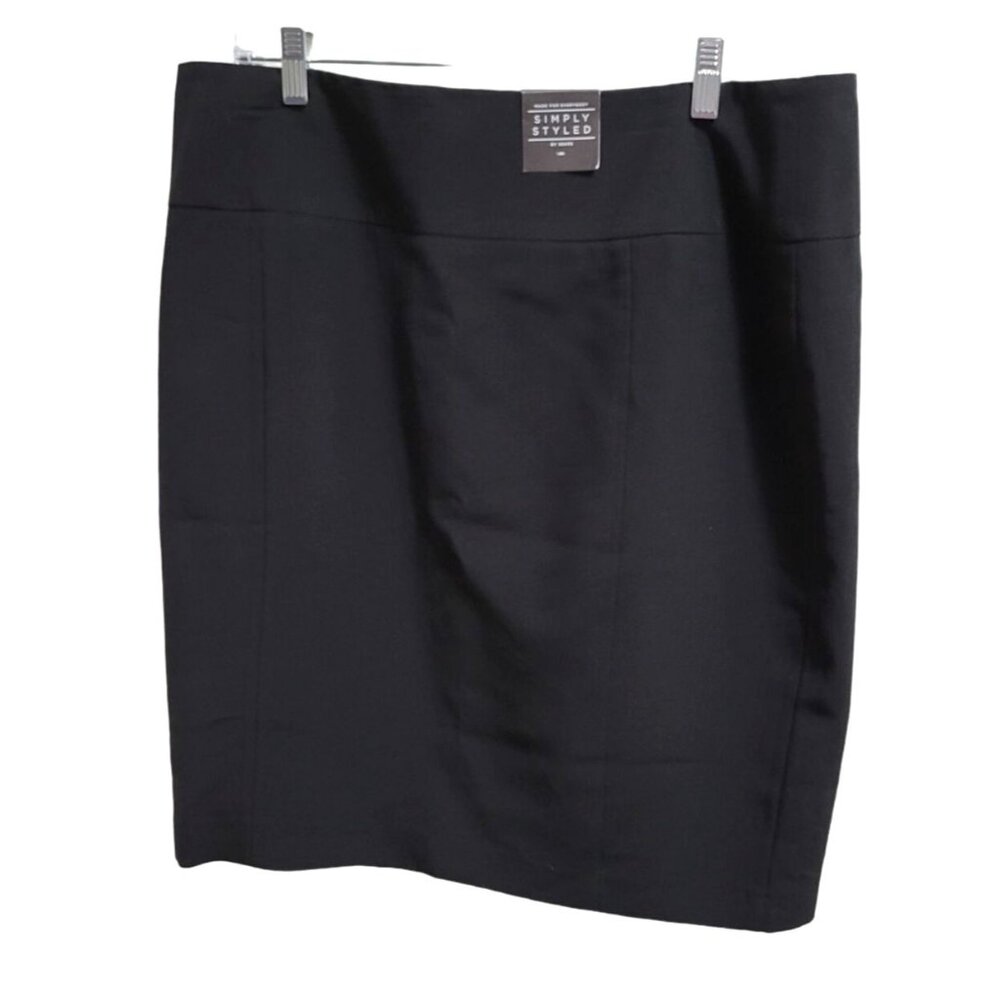 Simply Styled By Sears Black Fully Lined Essential Suiting Pencil Skirt Size 16